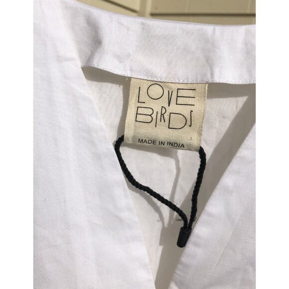 Indian Desiger LOVE BIRDS White Oversized Shirt Jacket Lagenlook sz M - Picture 4 of 4